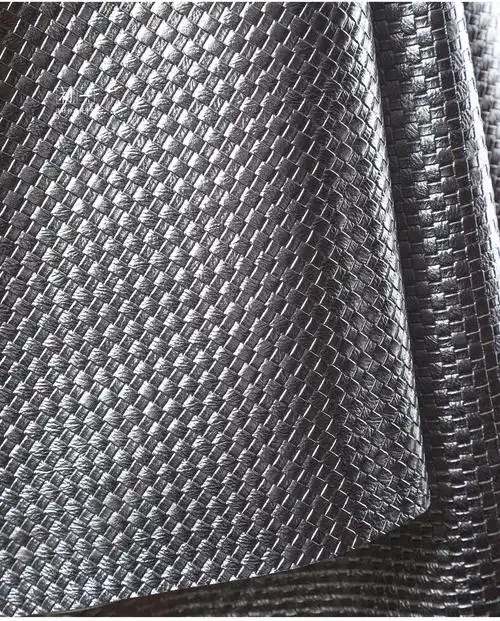 Black woven embossed PU leather material