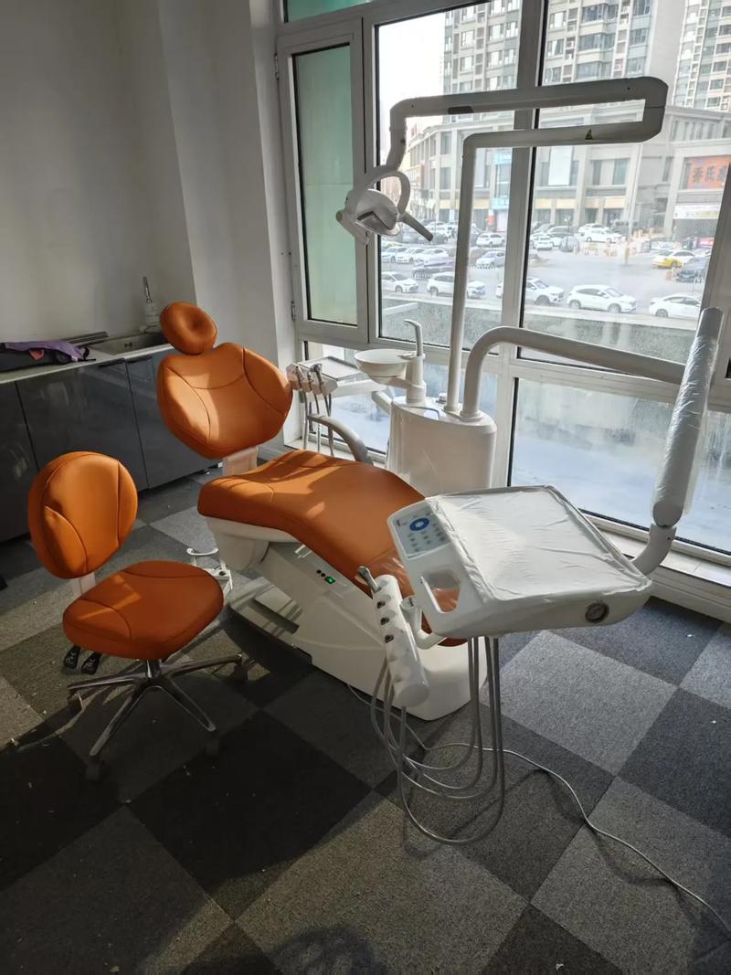 Orange dental clinic chair upholstery